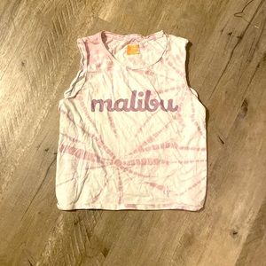 cute purple tye dye slightly cropped loose fit tank top